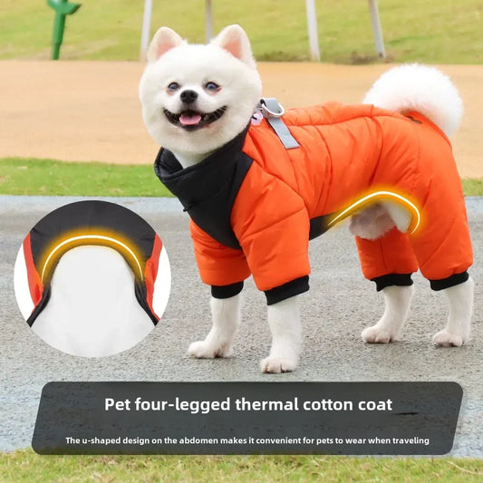 Winter Pets Clothes Warm Thicken Dog Jacket with D Ring Puppy Coats for Small Medium Dogs Jumpsuit Chihuahua Puppy Clothes