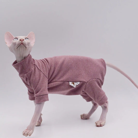 Hairless Cat Clothes Warm and Soft Four-Legged Hoodie for Sphynx Cats for Autumn and Winter for Devon Rex, Cornish