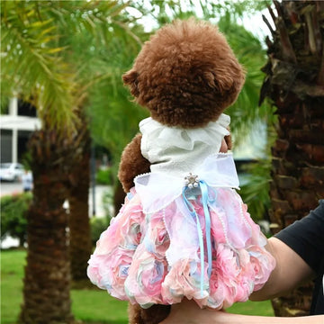 New Pet Three-dimensional Chiffon Flower Skirt Spring Summer Pet Dog and Cat Clothes Teddy Bichon Pomeranian Small Dog