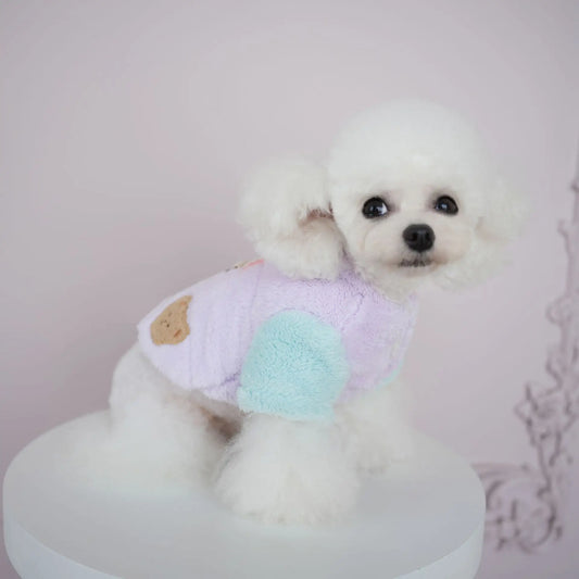 Pet Dog Autumn/Winter Plush Bear Coat Soft Warm Coat Multi Colored Bear Head Parkas Cat Two Leg Coat Puppy Clothes Jacket