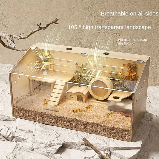 For POPO solid wood hamster vicarium acrylic villa pet hedgehog wood cage wooden luxury golden bear cage