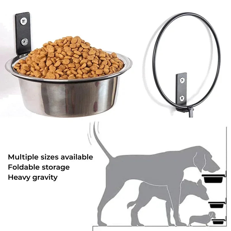 Pet Food Bowl Wall Mounted Dog Bowl Elevated Pet Feeding Bowls Container Stainless Steel Pet Cat Water Feeder Bowls Dog Supplies