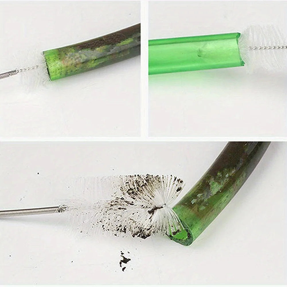 155cm Aquarium Fish Tank Stainless Steel Flexible Spring Cleaning Brush Double Ended Filter Pump Water Tube Hose Pipe Cleaner