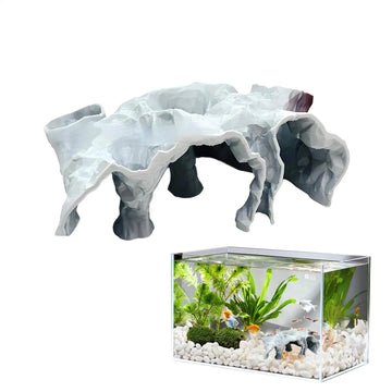 S/M/L Fish Tank H idden Cave Hideout Shelter Tunnel For Small Fish Shrimp Reptile, ABS Aquarium Landscaping Underground Cave