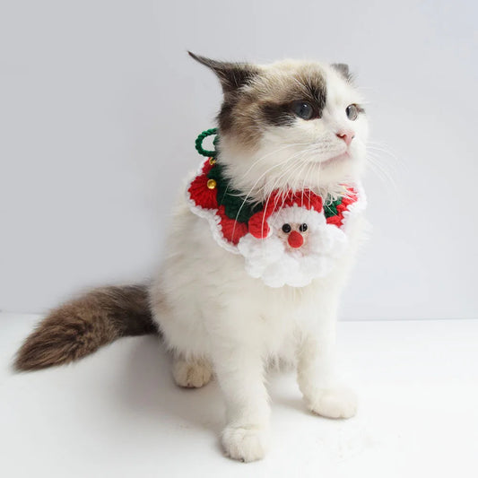 New Wool Pet Collar Santa Cat Saliva Towel Dog Scarf Pet Supplies Christmas Gift Photo Decoration Puppy Accessories Cat Collar