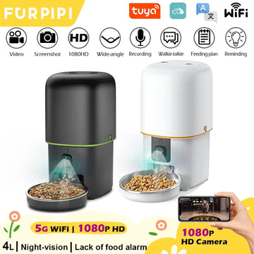 Automatic Cat Feeder Camera Furpipi Pet Smart Cat Food Kibble Dispenser Tuya Control WiFi Auto Feeder For Cats Dog Accessories