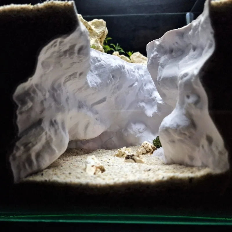 Cliff Cave Aquarium Landscaping Ornament 3D Terrain Hideout for Fish Shrimp Reptile Lizard Mixed Breeding Tank