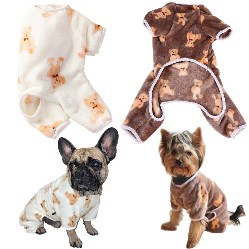 Soft Warm Fleece Dog Pajamas for Small Dog Cat Clothes French Bulldog Chihuahua Jumpsuit Poodle Shih Tzu Overalls Dogs Supplies