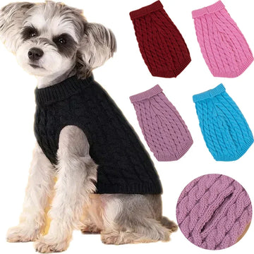 Knitted Dog Sweater Pet Sweaters for Small Medium Dogs Cat Winter Warm Pet Turtleneck Chihuahua Vest Soft Yorkie Coat Teddy Vest