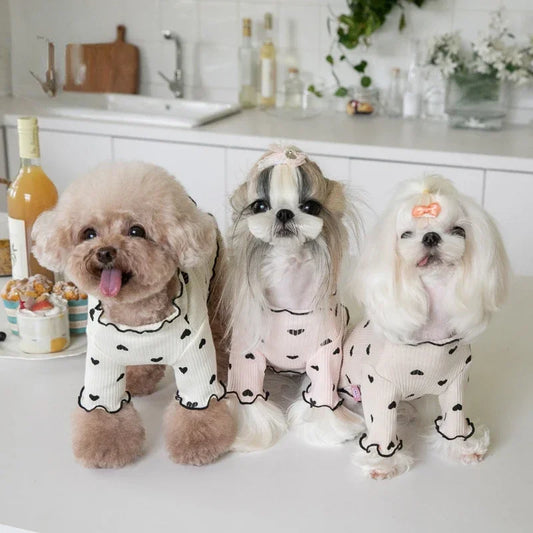 Autumn and Winter Pet Undercoat Clothes Embroidered Bear Waffle Home Vest Dog Cat Yorkshire Schnauzer Maltese New Year Christmas