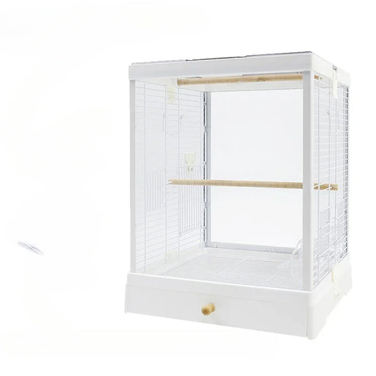 Transparent Glass Bird Cages Portable Budgie Canary Outdoors Park Bird Cages Luxury Decoration Cage Oiseau Birds Supplies WZ50BC