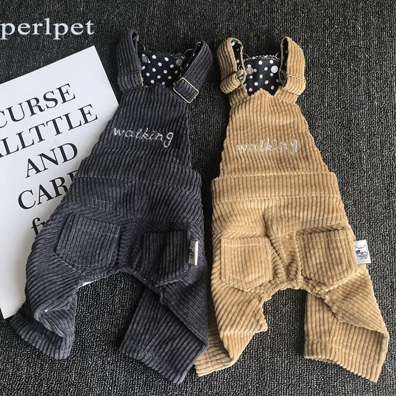 Dog Corduroy Overalls Corduroy Buckle Overalls Pet Four Legged Clothing Dog Clothes Puppy Clothes Pet Coat Outdoor Pants