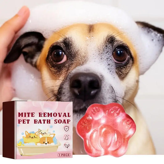 Soothing Dog and Cat Skin Hair Softening Care Pet Cleaning Soap Pet Skin Care Dog Shampoo Puppy Footprint Shape Soap Bar