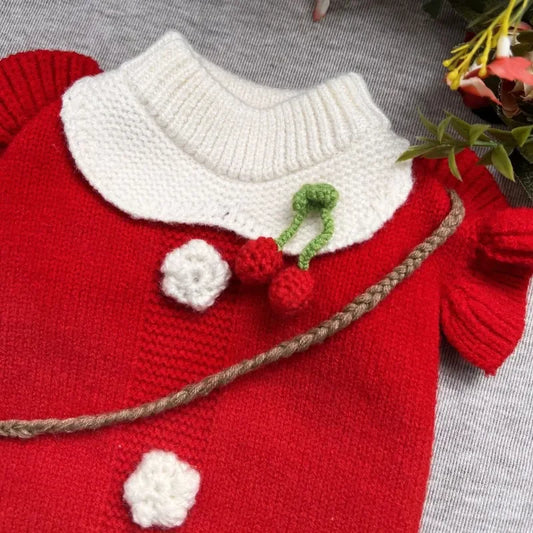 Pet Christmas Sweater Princess Style Skirt Cat Pet Apparel Knitted Dress Flying Sleeves Autumn/Winter Small Medium Dog Sweater