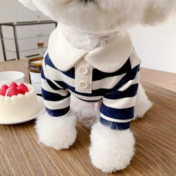 Summer Polo Shirt for Dogs Puppy Clothes Bichon Frise Chihuahua Stripe Dog Sweatshirt Dog Cooling Vest for Small and Medium Dogs