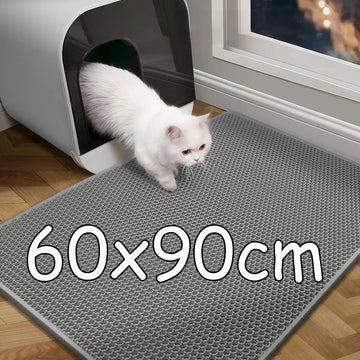 Large Cat Litter Mat Waterproof Double Layer Non Slip Washable Litter Box Mat Traps Sand and Paws Anti Leak Durable Pet Mat