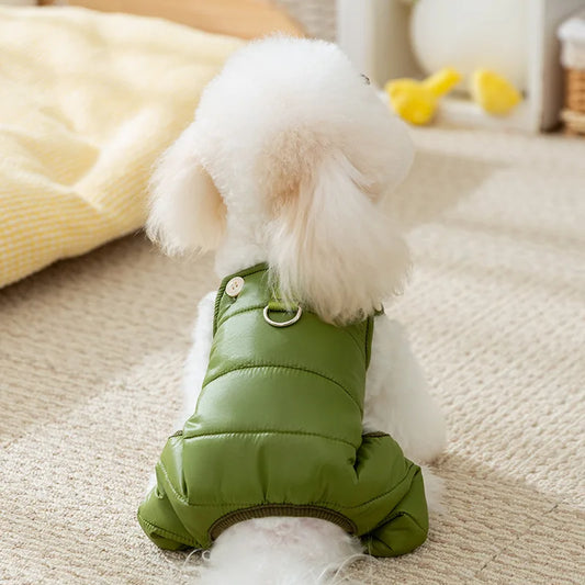 Dog Autumn and Winter Clothes Cute Four Legged Traction Overalls Warm Jackets Small and Medium-sized Cat Pet Clothes Pajama