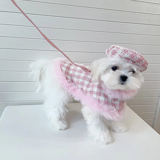 Ins Pet Plaid Woolen Coat Dogs Cloak Pet Supplies Cape Dogs Chest Strap Cat Leash Puppy Clothes Designer Dog Clothes Dog Jacket