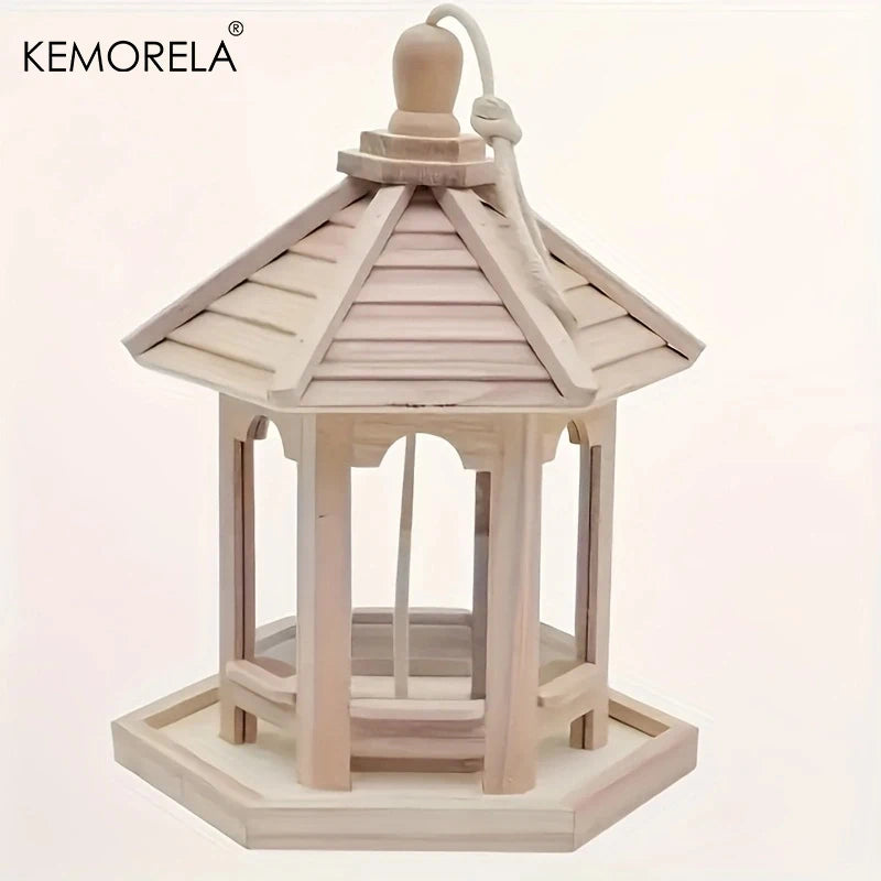 KEMORELA Wooden Bird Feeder House 1PCS Outdoor Decorative Weaved Hanging Birdhouses Pet Bedroom Cage Water Feeding System