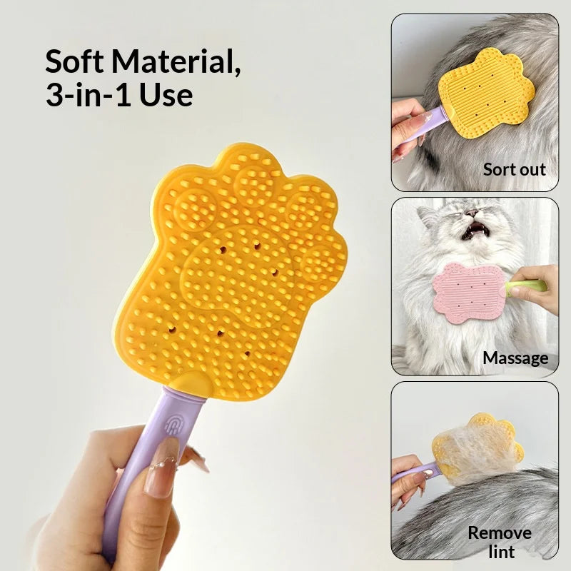 Dual Sided Pet Grooming Brush Hanging Design - Massage Deshedding Tool for Cats Dogs Fur Removal & Care Brush