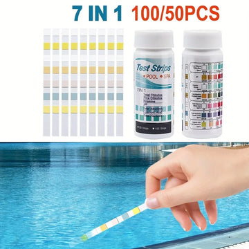 7-in-1 50/100pcs Swimming Pool PH Test Strip Chlorine Value Alkalinity Hardness Test Strip PH Meter Aquarium Pool Cleaner Tester