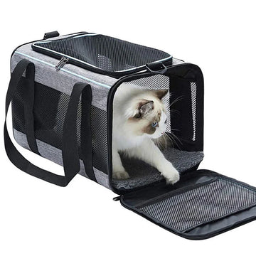 Cat Dog Carrier Bag for Pets Up to 16 Lbs Large Capacity Soft-Sided Cat Bag Animal Carriers Travel Puppy Carry