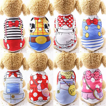 Summer Pet Dog Clothes Cartoon Clothing Puppy Dogs Cats Soft Vests Shirt Casual T-Shirt for Small Dog Kitten Pet Supplies
