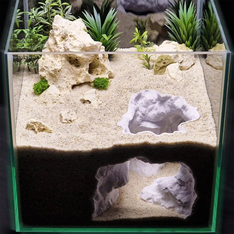 Fish Shrimp Turtle Hiding Cave - Realistic Deep Sinkhole Aquarium Decor Reptile Amphibian Ecological Terrain,3D Printing
