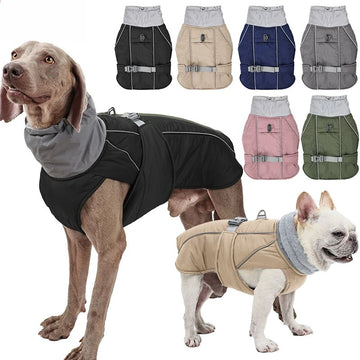 Winter Waterproof Dog Jacket with Reflective Strips, Thick Warm Coat for Pets, Adjustable with D-Ring, S-3XL