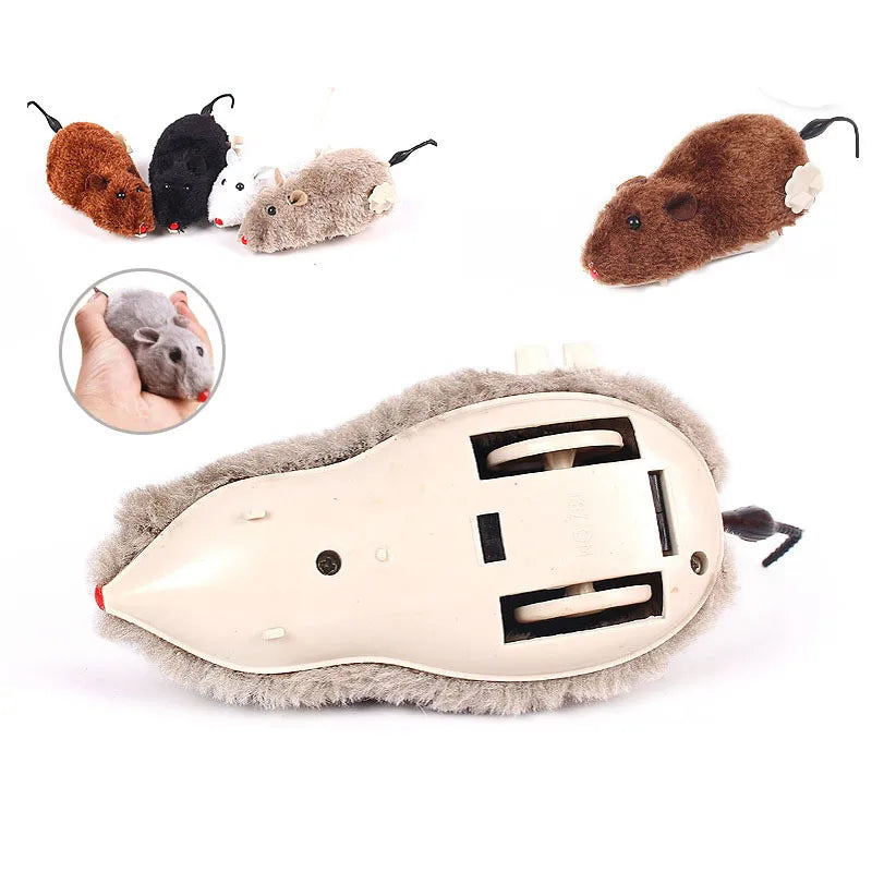 Funny Lifelike Plush Mouse Running Rat Toy for Cats Dogs Tail Mouse Pets Kids Random Color