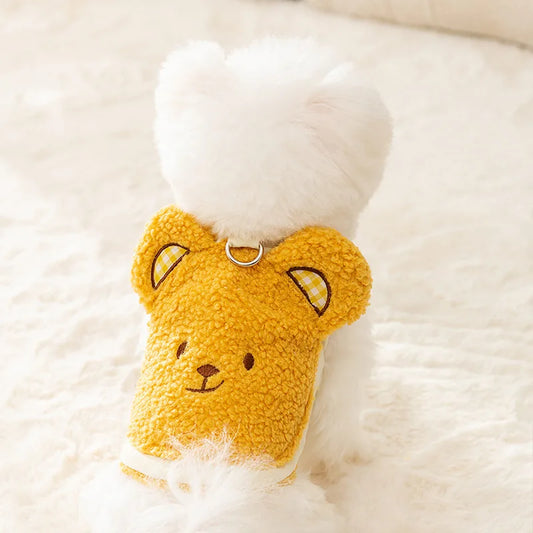 Autumn Winter Lamb Fur Teddy Bear Coat Teddy Bear Traction Vest Thick Warm Winter Teddy Pet Clothes Dog Clothes for Small Dogs