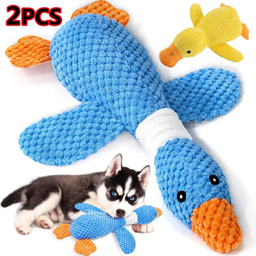 Yellow Duck Dog Toys for Aggressive Chewers Cats Dogs Chew Squeak Toy with Quacking Sound Interactive Plush Doll Toy Pet Supplie