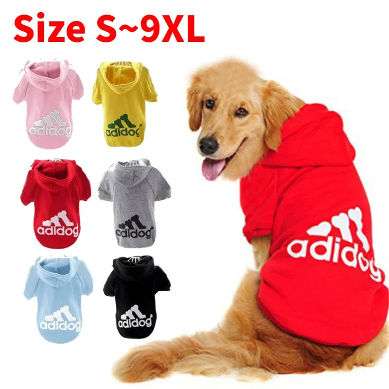 Autumn Winter Warm Dog Clothes Adidog Dog Hoodies Pet Warm Coat for Medium Large Dog Jacket Sweater Puppy French Bulldog Clothes