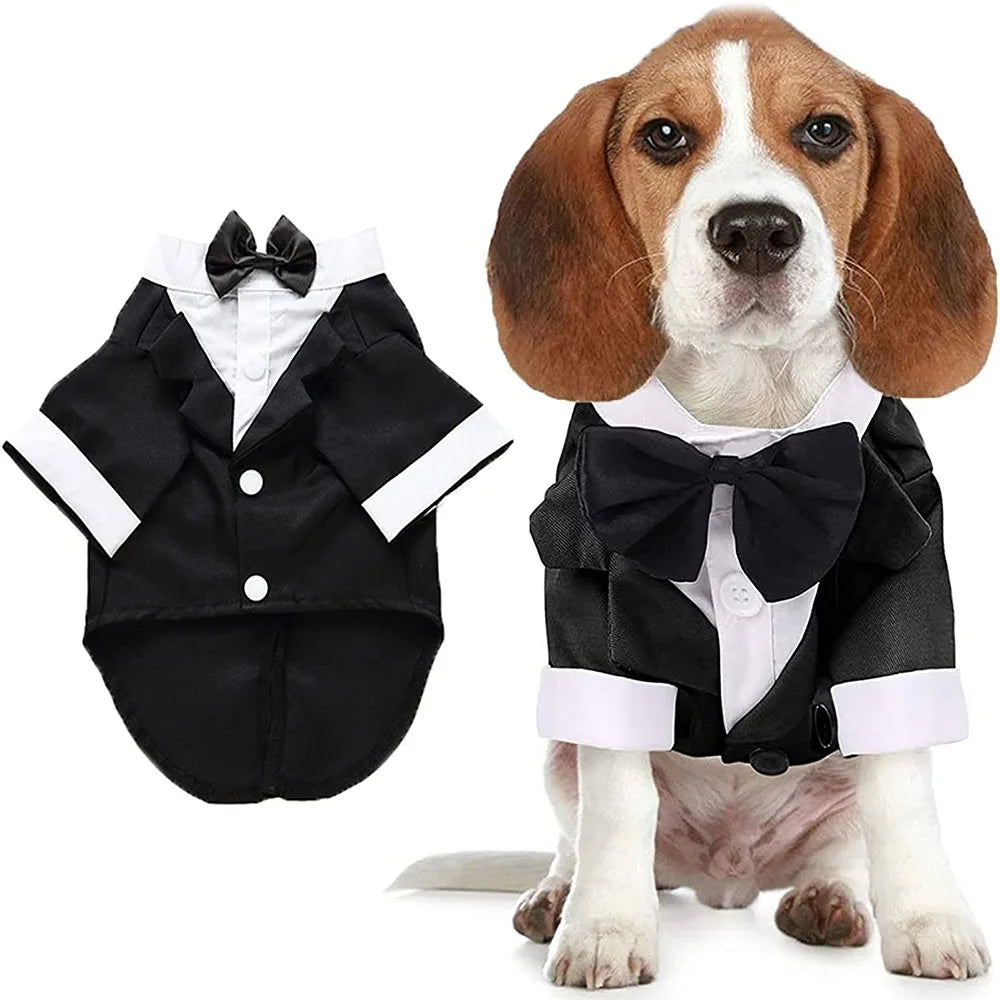 Dog Tuxedo Dog Suit Puppy Pet Tuxedo Wedding Party Costume Dog Prince Bow Tie Shirt Formal Dog Weeding Attire Dogs Cats Clothes