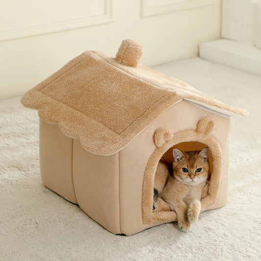 Foldable Pet House Removable Washable Cat House Puppy Cave Sofa Pet Bed House for Extra Small Dogs and Small and Medium Cats