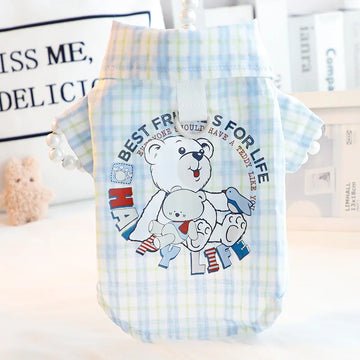 Dog Clothes Spring/summer Thin Cat Cute Print Shirt Cotton Soft Traction Small Dog Teddy Pet