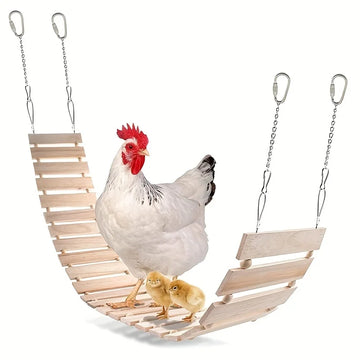 Chicken Toy Large Bird Swing Ladder Wooden Stand Perch Hanging for Poultry Rooster Hen  Macaw Pecking Parrot Toys
