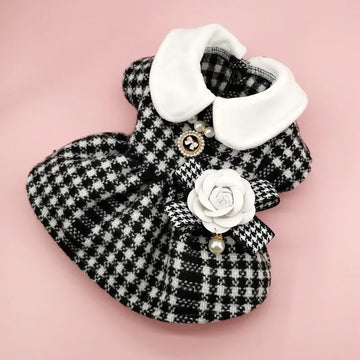 Pet Tweed Dress Spring Autumn Jackets Dog ClothesTeddy Bear Schnauzer Puppy Cat Warm Pet Clothes Dog Christmas Clothes