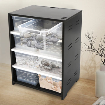 Bymaocar 8 Layers Acrylic Pets Feeding Cabinet, 220V High Capacity Transparent Winter Breeding Box with Thermometer & Hygrometer