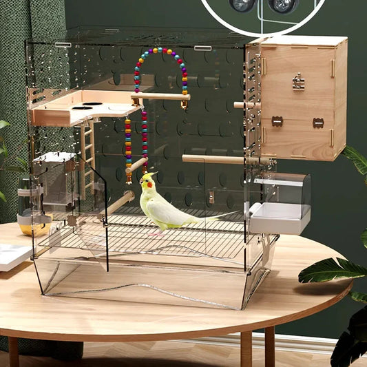 Acrylic Clear Bird Cages Perch Bag Cockatiel Hammocks Pigeon Swing Playground Bird Cages Carrier Pajaros Jaula Pet Products