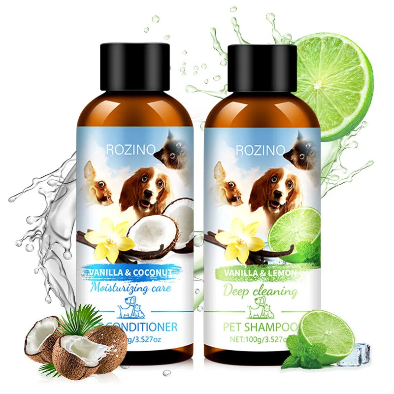 Pet Shower Gel and Conditioner Combo Pack, Perfect Clean Shampoo and Conditioner, Chemical Free, for Pets Cats and Dogs