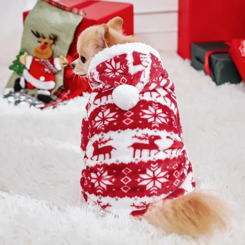 Winter pet cat and dog clothes super soft coral velvet pet clothes Christmas cat and dog warm clothes