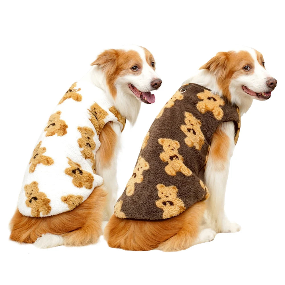 Winter Big Dog Pajamas Cute Bear Pattern Dog Sweater for Large Dogs 3XL-8XL Plush Jacket for Labrador Fleece Warm Pet Pullover