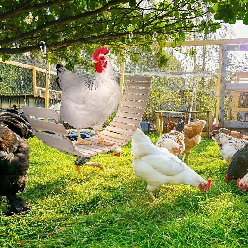 Chicken Toy Large Bird Swing Ladder Wooden Stand Perch Hanging for Poultry Rooster Hen  Macaw Pecking Parrot Toys