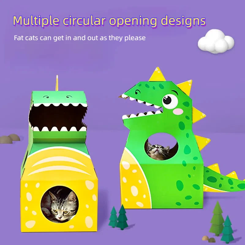 Dinosaur Cardboard Cat House with Scratcher unique design cat scratching house cat bed scratching mat
