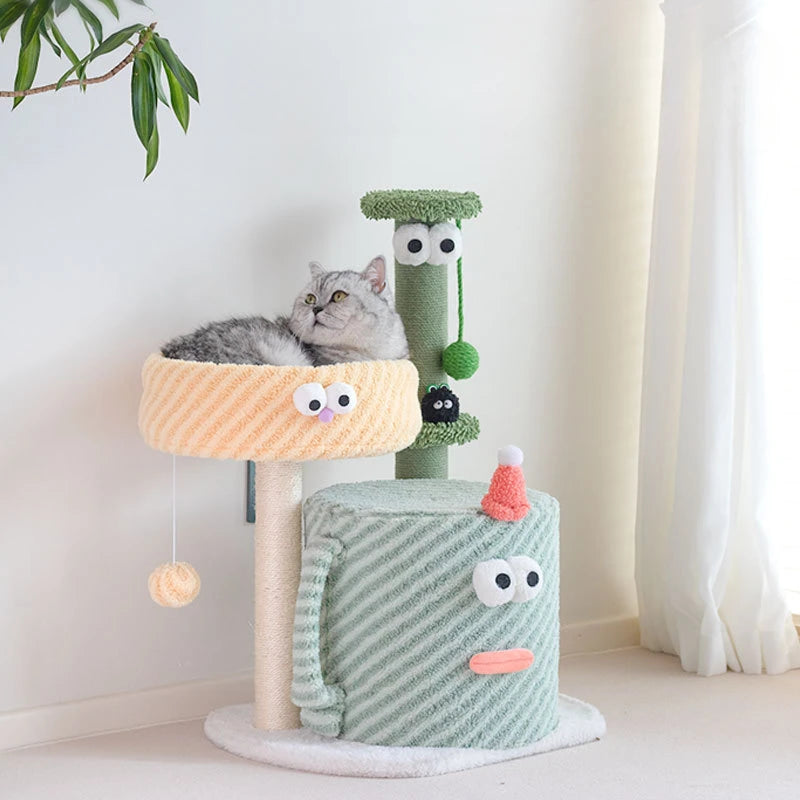 Little Monster Cat Climbing Litter Toy Integrated Villa Color Does Not Occupy Sisal Cat Scratching Post Gifts