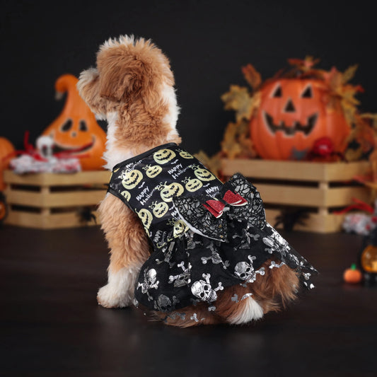 New Fun Dog Halloween Costume Pet Lace Hair Proof Dress Dog Clothes Gift