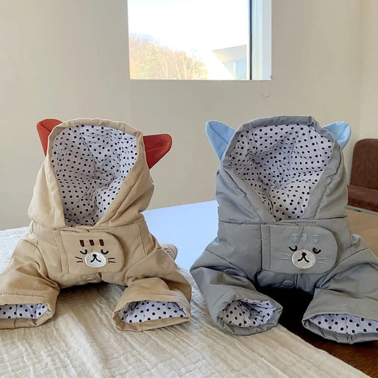 Pet Two Leg Hooded Coat Winter Teddy Schnauzer Bear Coat Small Puppy Cat Dog Clothing Autumn Winter Clothes Puppy Clothes